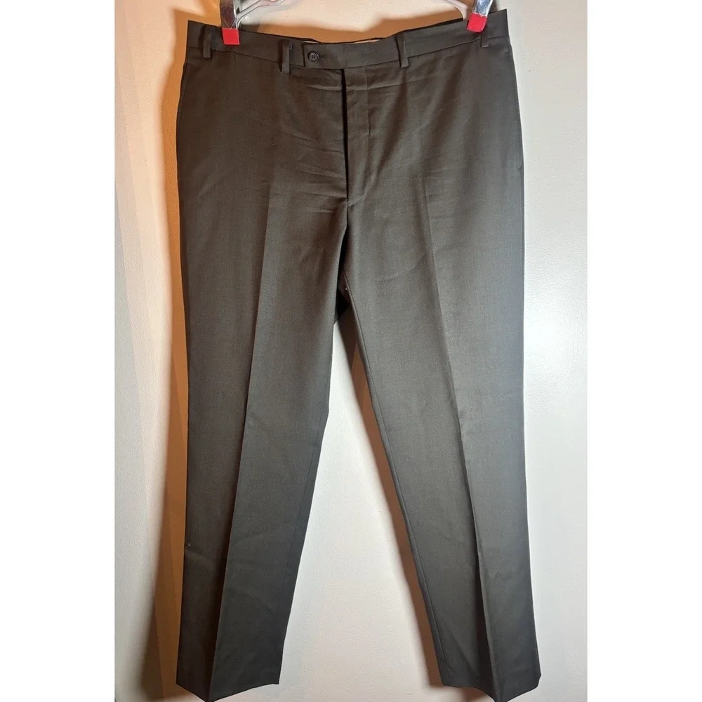 Polo Ralph Lauren Pants 38x30 Gray Wool Trousers Preppy Flat Front‎ Business
